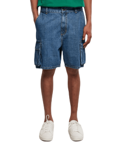 ORGANIC DENIM CARGO SHORTS MID INDIGO