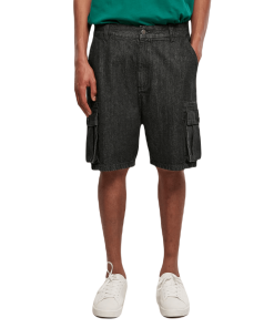 ORGANIC DENIM CARGO SHORTS BLACK WASHED