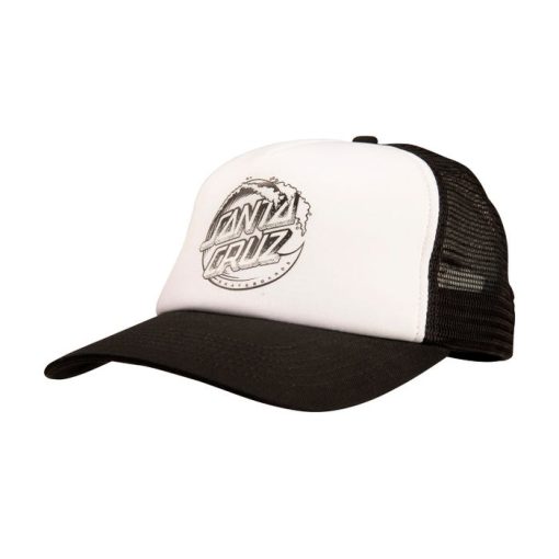 Santa Cruz Stipple Wave Dot Meshback Cap - White/Black