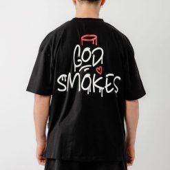 Bee Unusual God Smokes Oversized TShirt in Black 1