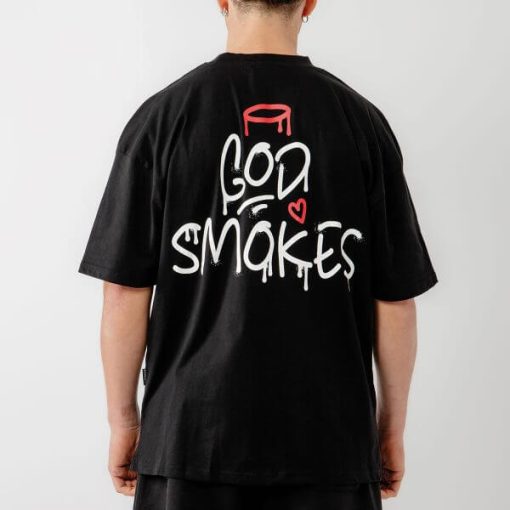 Bee Unusual God Smokes Oversized TShirt in Black 1