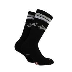 ”Retro Logo” Combed Black Socks 1