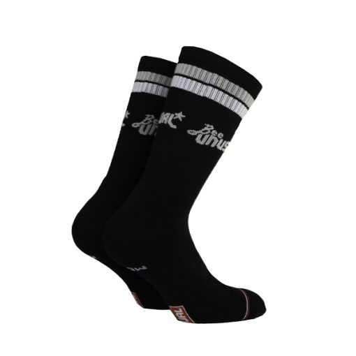 ”Retro Logo” Combed Black Socks 1